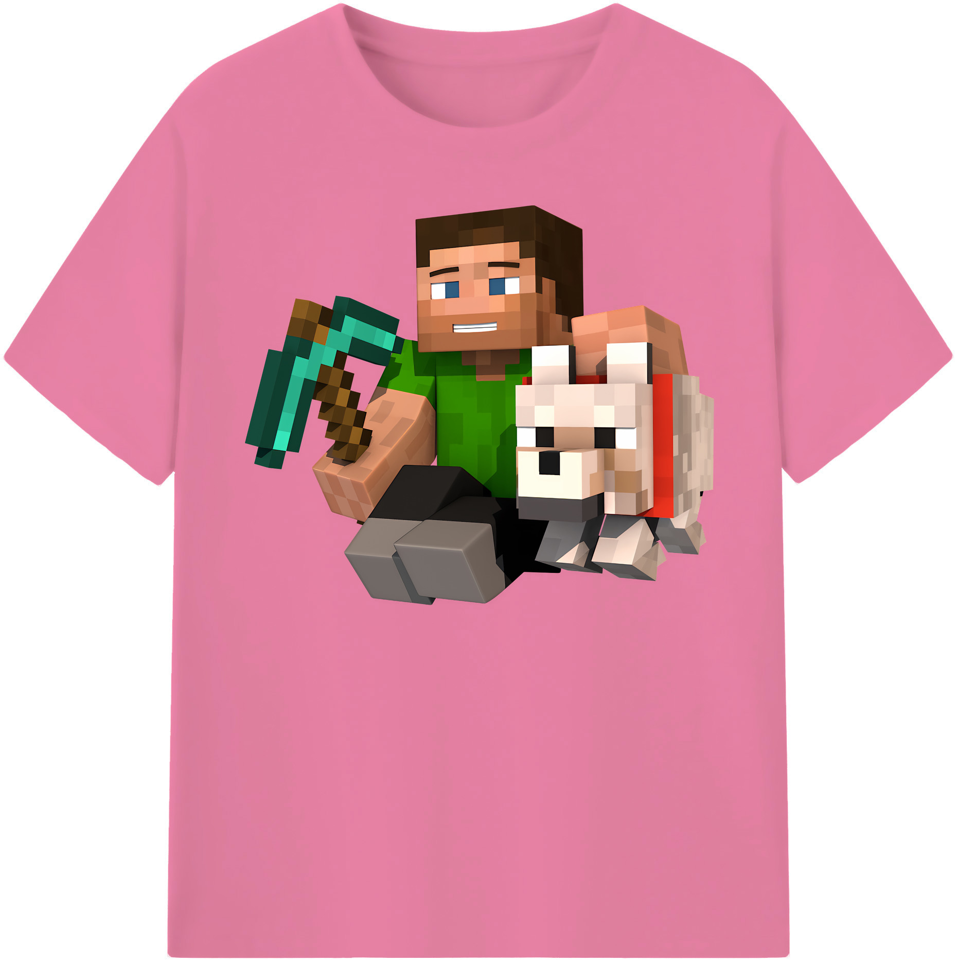 （画像用） マインクラフト ブロックの世界 Minecraft MC Block world 綿100％半袖Tシャツ（フロントプリント）